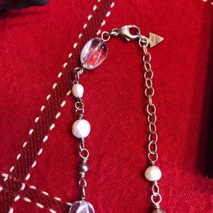 Sterling, crystal, and freshwater pearl necklace
